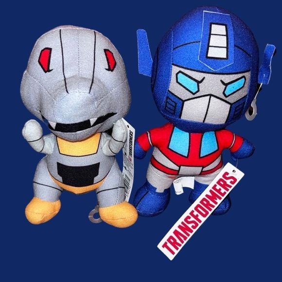 Toy Factory Hasbro Transformers Grimlock & Optimus Prime Plush Size 7" - Picture 1 of 2